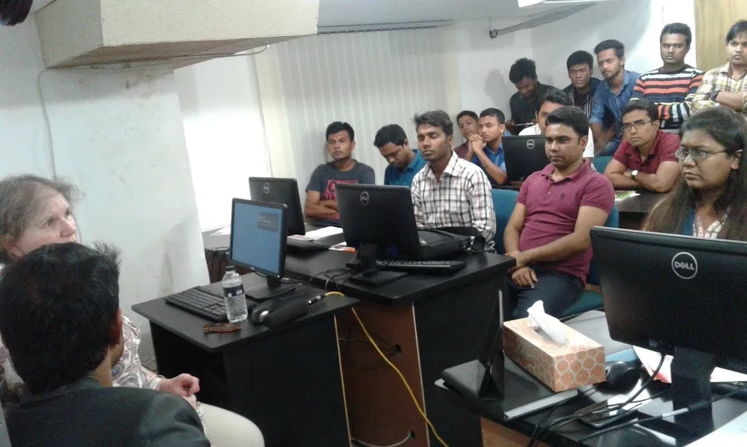 Students attending an MIT information session at the Srija BD Limited office in Dhaka